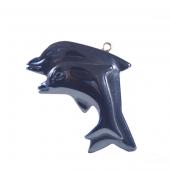 Hematite Double dolphin 35x38mm Pendant